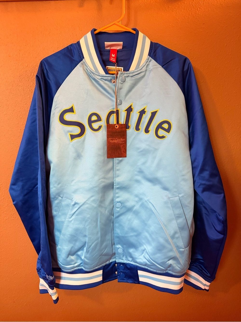 Mitchell & Ness Seattle Mariners Double Clutch Jacket Men’s M NWT MLB Satin